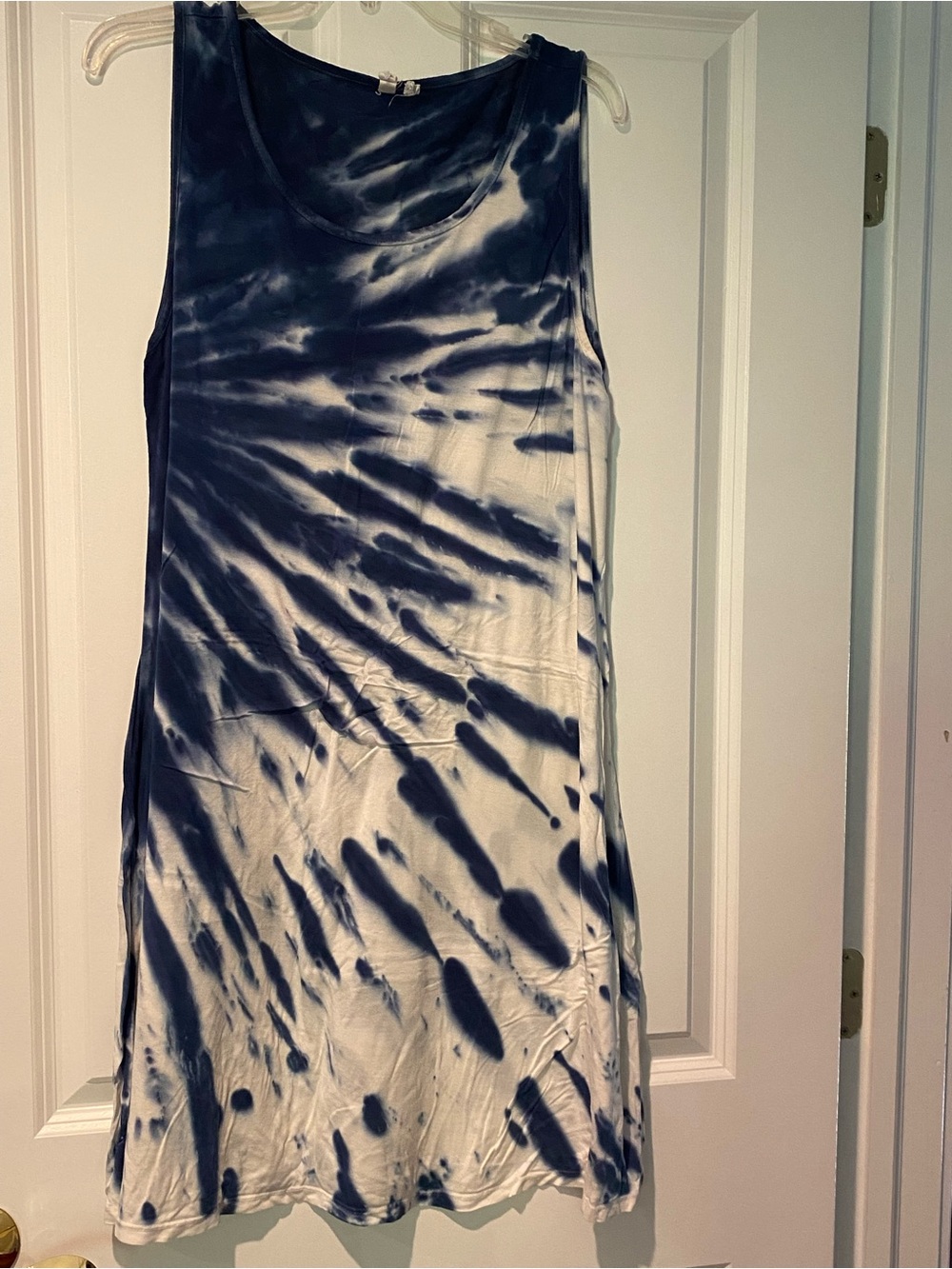 Cable & Geuge Sleeveless Tie-Dye Mini Dress in Navy and White Sz L